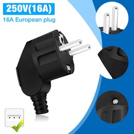 HIULLEN Schuko Plugs, 250 V/16 A Schuko Plug Rubber with Strain Relief, Protective Contact Plug with Kink Protection Sleeve, Schuko Plug, Outdoor Euro Plug for 8-10 mm Cable, Durable, Shatterproof,