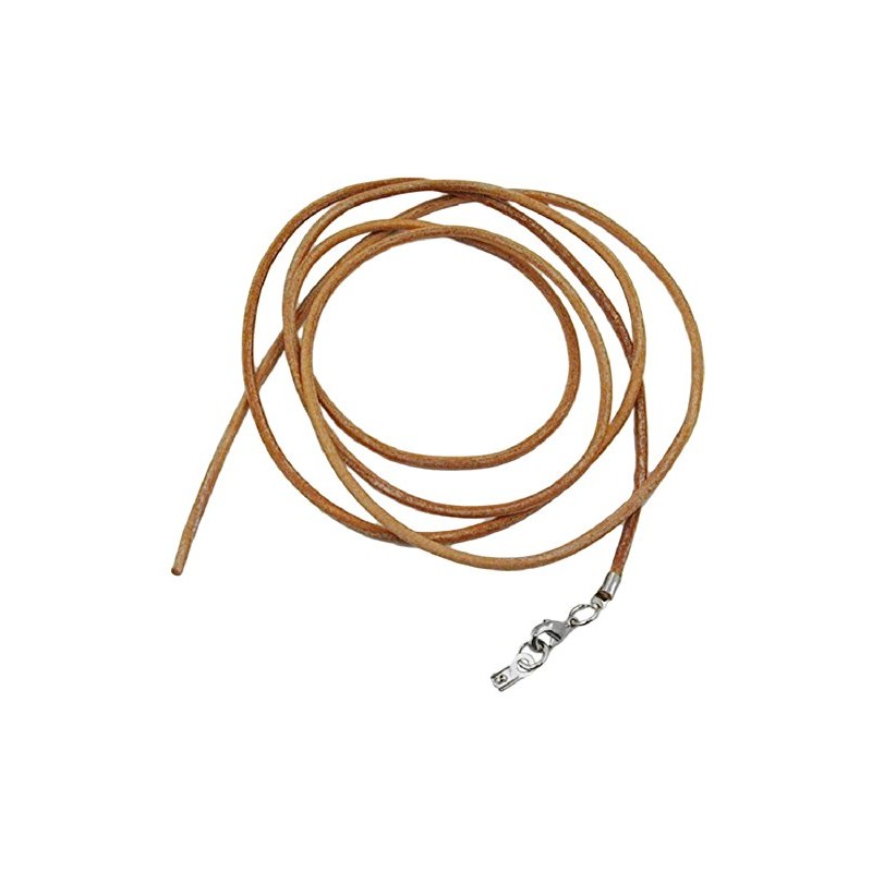 Unbespielt Leather Cord Necklace Light Brown Lobster Clasp Silver-Coloured 1