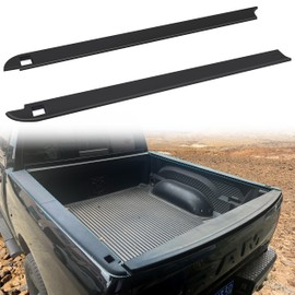 5.7ft Truck Bed Rail Caps Compatible with Dodge Ram 1500 2009-2018, Top Protector Cover Molding Cap, Smooth Finish Back w/Stake Holes Bedrails Covers Protectors Accessories (Black, 2PCS)