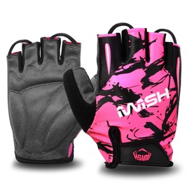 iwish Kids Cycling Gloves Outdoor Riding Bike Roller for Boys Girls Age 4 5 6 7 8 9 10 11 12 (L for age 7-10, Pink)