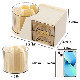 Moikiwi Organizador de computadora, soporte giratorio de 360 grados para computadora, organizadores de computadora y accesorios con 6 compartimentos, organizador de lápiz, caja de almacenamiento de