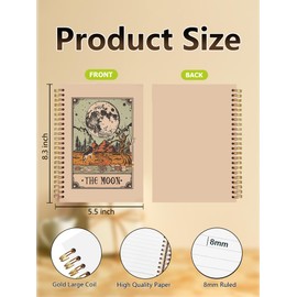 YSKDAFG The Moon Tarot Spiral Notebooks - Witchy Gothic A5 Spiral Notebook Journals for Daily Writing Note Talking Bible Travel, Daily Journaling Gifts for Witchy Girls Astrology Lovers