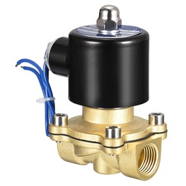 sourcing map Brass Electric Solenoid Valve, 1/2" NPT 12VDC Air Valve Normally Closed for Water Gas Fuel Oil