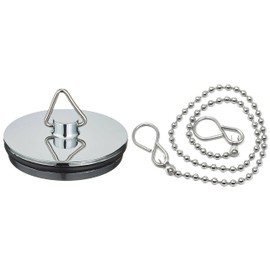 fiXte Replacement Sink Plug Shower Bath Chrome 45mm (1 3/4") Plug with 450mm (18") Chain or 38mm (1 1/2") Plug with 300mm (12") Chain (38mm Plug - 12" Chain)