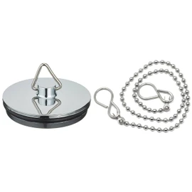 fiXte Replacement Sink Plug Shower Bath Chrome 45mm (1 3/4") Plug with 450mm (18") Chain or 38mm (1 1/2") Plug with 300mm (12") Chain (38mm Plug - 12" Chain)