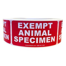 Exempt Animal Specimen Labels 1.5 x 3 Inch 500 Total Labels