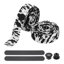 PATIKIL Bike Handlebar Tape, 2 Rolls 6.6 Feet Bike Grip Tape High-Elasticity EVA Foam Cycling Handle Wraps Comfortable Non-Slip Shock Bicycle Wrap with End Plugs for Road Bike, Black-White