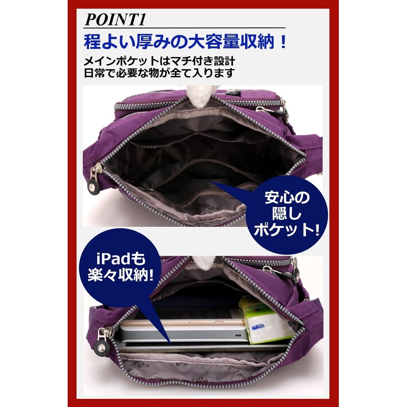 Rowaica Women's Crossbody Shoulder Bag, Lightweight, Nylon, Compact, Black