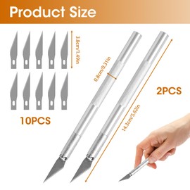 Precision Craft Tool Set with 2 Aluminium Handles and 10 Replacement Insert - for Art, Crafting, Modelling, Scrapbooking and Wood Carving