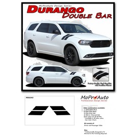 Original Durango Double BAR : Compatible with 2014-2024 Dodge Durango Hood Hash Marks Stripes Decals Vinyl Graphics Kit (Fits Model as Shown) (13WP Hot Rod Red – Dry Install)