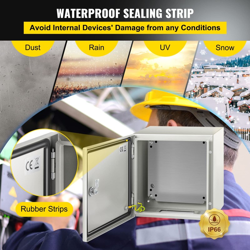 VEVOR NEMA Steel Enclosure 12×12×8,NEMA 4X Steel Electrical Box,IP66 Waterproof