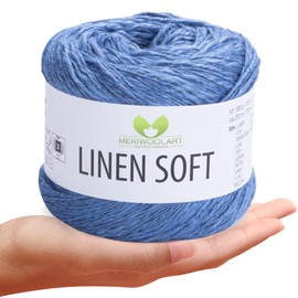 MeriWoolArt ® Linen Soft Yarn - Premium Natural Linen Cotton Blend, Environmentally Friendly Knitting & Crochet Yarn, 100 g Strand, Breathable & Soft, Multicoloured Options