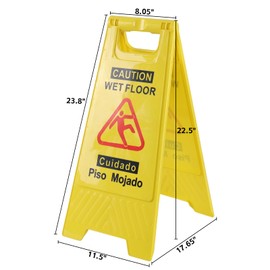 Minekkyes Caution Wet Floor Sign, Foldable Sturdy Double-Sided Safety Warning Signs for Commercial Use, Pool (6-Pack, Yellow)