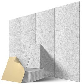 22 Pack Self Adhesive Acoustic Panels, 12" X 12" X 0.4" High Density Polyester Sound Proof Foam Panels for Walls, Soundproof Wall Panels for Home & Office (Sliver Gray)