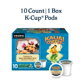Kauai Coffee Keurig K-Cup Pods - Vanilla Macadamia Nut Flavor – Premium Arabica (1 Pack of 10 Single-Serve Cups)