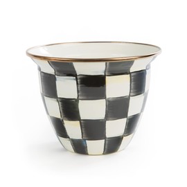 MACKENZIE-CHILDS Flowerpot, Decorative Garden Pot for Growing Plants, Black-and-White Courtly Check