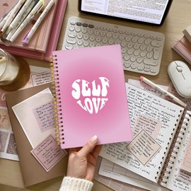 Lacama Therapy Journal Notebook, Pink Mental Health Journal for Women, Positivity Journal, 60 Pages, 5.5"x8.3" Hardcover Spiral Notebook, School Office Supplies, Self Love Mental Health Notebook