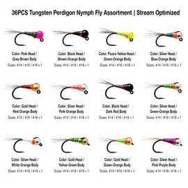 Euro nymph Flies, Tungsten Bead Perdigon Nymphs with UV Glow Patterns