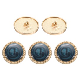 sourcing map 5pcs Metal Vintage Button 25mm Round Metal Sewing Button Alloy Shank Replacement Button for Women Suit Woolen Coat Shirt Dress Sewing Crafts, Navy Blue