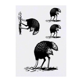 4 x 'Ostrich With Head In Sand' Temporary Tattoos - Water Resistant, Skin-Safe, Non-Toxic Transfers, Mixed Sizes (TO00077644)
