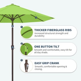 PatioKingdom 10FT Patio Umbrella with Push Button Tilt and Crank, Outdoor Market Umbrella with 8 Fiberglass Ribs, UV Protection Table Umbrella for Pool,Backyard,Garden,Deck, Apple Green
