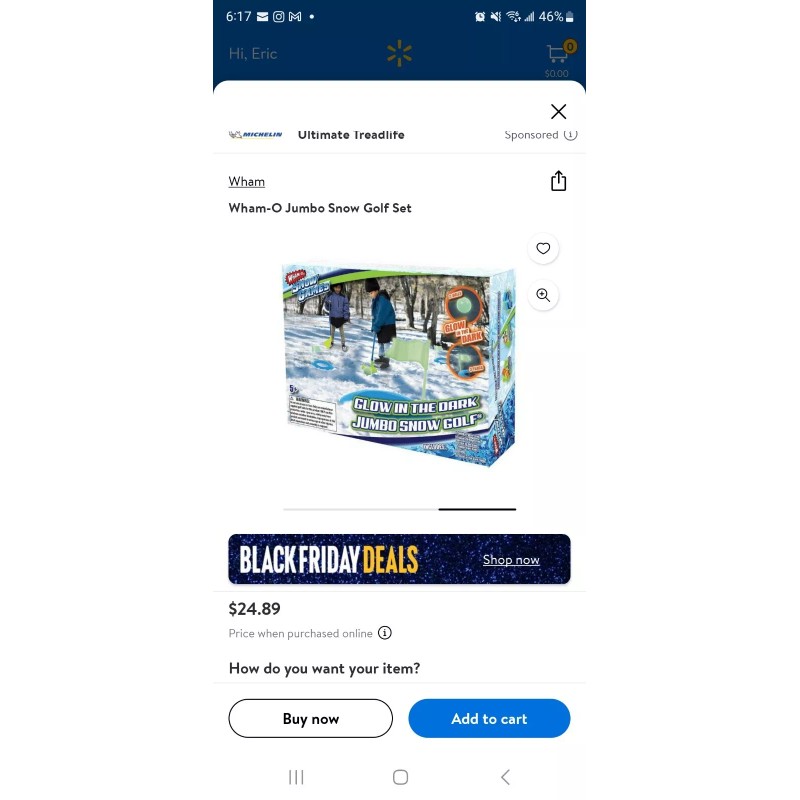 Wham-O Glow In The Dark Jumbo Snow  Golf Set -