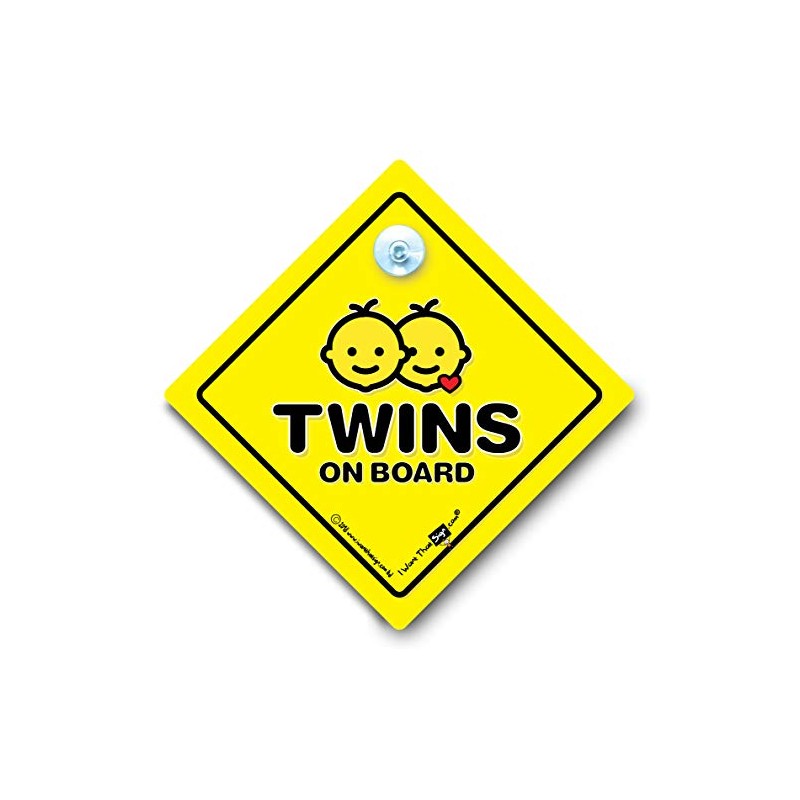Twins On Board Car Sign, Baby on Board Sign, Suction