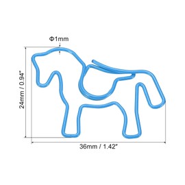 sourcing map Paper Clip Horse Animal-Shaped Cute Decorative Fun Clips Bookmarks with Box 1.4 Inch Blue for Organize Office Home, Pack of 40
