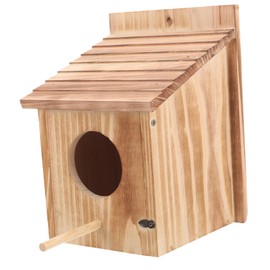 BUGUUYO Wooden Bird House Nesting Box for Birds Outdoor Feeding Shelter Creative Design for Budgies Parakeets and Canaries Easily Anywhere