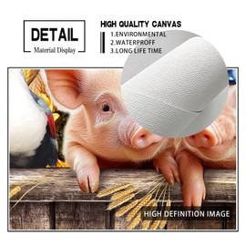 Luixdie Rustic Farmhouse Animals Wall Art Funny Cow Pig Donkey Pictures Canvas Country Red Barn Windmills Artwork Painting Christian Motivational Wall Decor for Kitchen Bedroom Bathroom 12"x16"