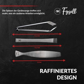 Fysell Bone Tongs Set of 3 for Fish Made of Brushed Stainless Steel - Straight Head Bone Tweezers - Fish Tweezers for Precise Removal of Herringbones - Rustproof & Dishwasher Safe
