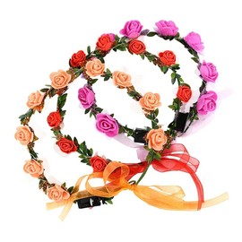 Calsgkspray White Vintage LED Flower Crown, Glow Flower Wreath Headbands Luminous Led Bridal Headpiece Wedding Headdress Hair Hoop Party Favors