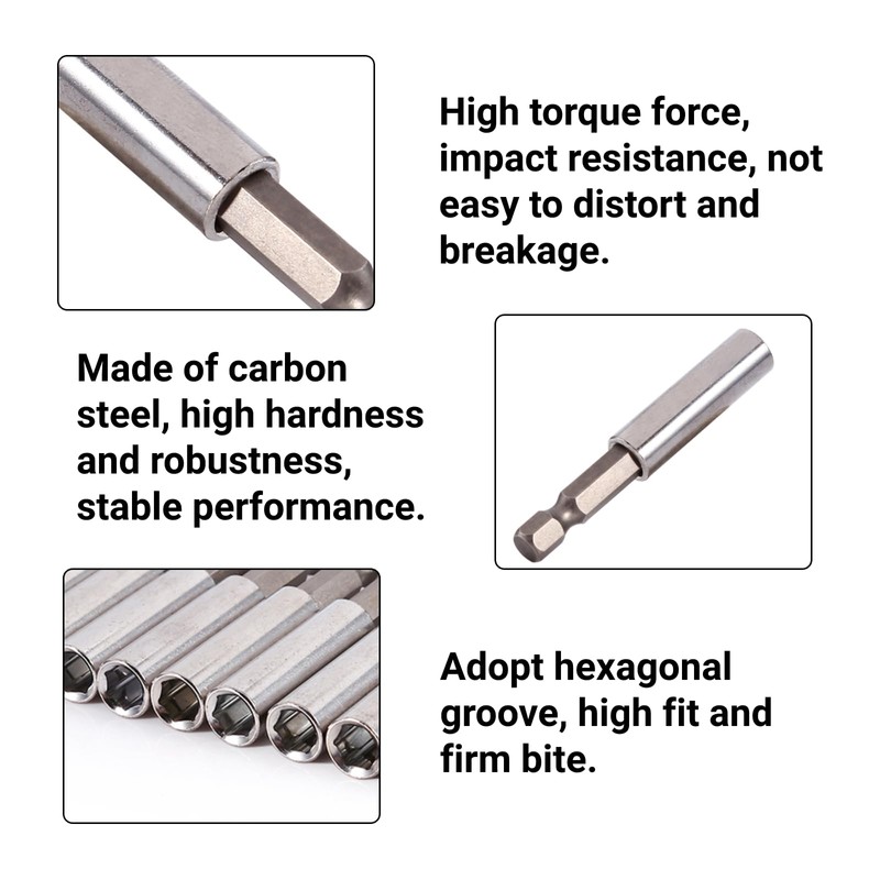10 Pieces 1/4 Hex Magnetic Extension Rocaris 10 Pack Magnetic