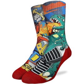 Good Luck Sock Men's Lizard vs Robot Socks, Adult, Shoe Size 8-13