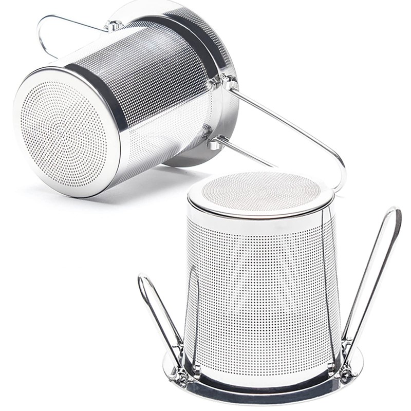 WANGCL Stainless Steel Tea Strainer Sitting in Cups with Folding