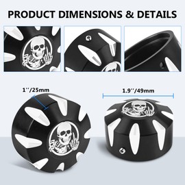 BAKAFOH CNC Aluminum Front Wheel Axle Nut Covers Caps For Can Am Spyder F3 RT ST RS GS 2008-2024 Axle Blocks Accessories(Black w/Gothic Skull Pattern)