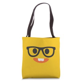 Nerd Emoticon Buck Teeth Nerd Glasses costume Tote Bag
