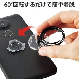 Elecom P-STRAWBK Smartphone Ring, Smartphone Stand, Angle Adjustable, Vertical, Horizontal Position, Attachment Function, Easy to Put On and Take Off, Does Not Disturb Wireless Charging, Fall