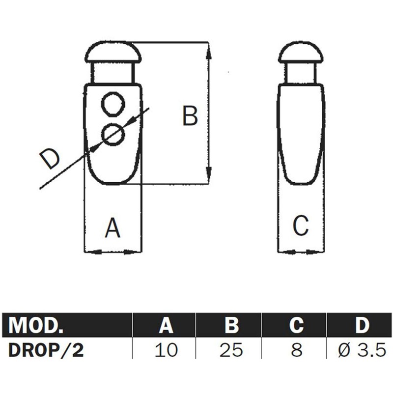 5 x Double Cord Locks, Cord Clamp DROP/2 for 1.5-3