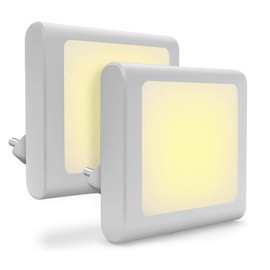 Denidou Night Light Socket with Twilight Sensor, Pack of 2, Children's Night Light, Infinitely Adjustable, Very Good for Children's Room, Bedroom, Kitchen, Hallway, Stairs, Garage, 2700 K Warm White