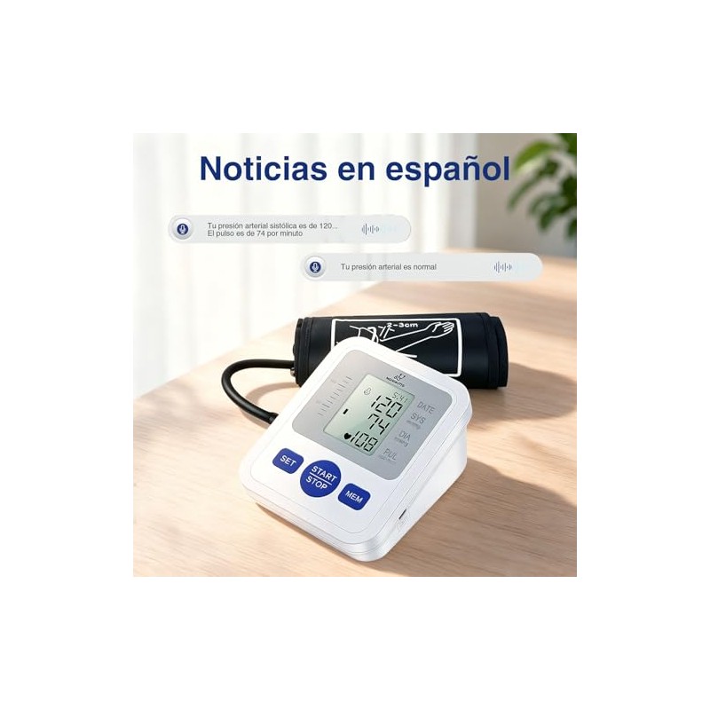Tensiómetro de brazo MUINAIFTE, tensiómetro digital con pantalla, medición automática