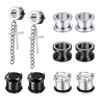Beautidots 6 Pairs Stainless Steel Ear Gauges CZ Diamond Plugs