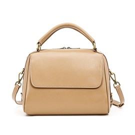 MFFOR Shoulder Bag 2-Way Genuine Leather Handbag with 2 Types of Straps, Large Capacity, Studded Bottom, Women's Crossbody Bag, Casual, Simple, Stylish, Popular for Commuting, Khaki