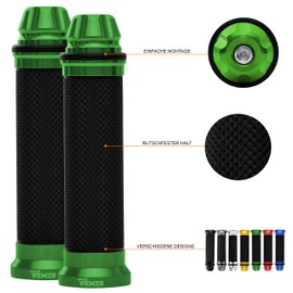 Universal Motorcycle Handlebar Grips 22 mm - 24 mm Non-Slip Motorcycle Grips for Scooters Mopeds Rubber Grips Made of CNC Aluminium - Premium Design