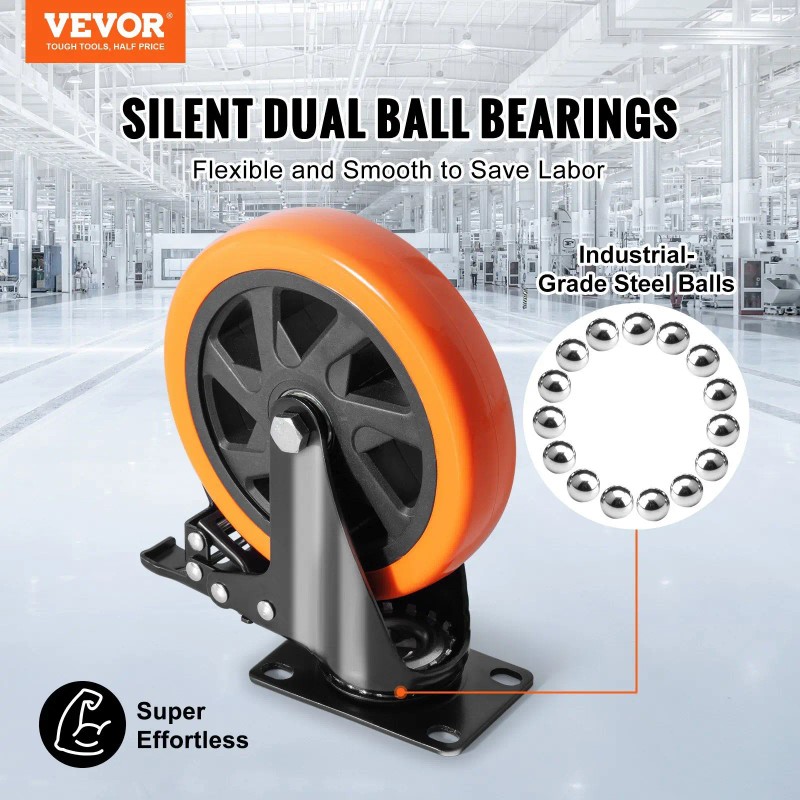 6 Inch Swivel Plate Casters Set 4 Heavy Duty 700