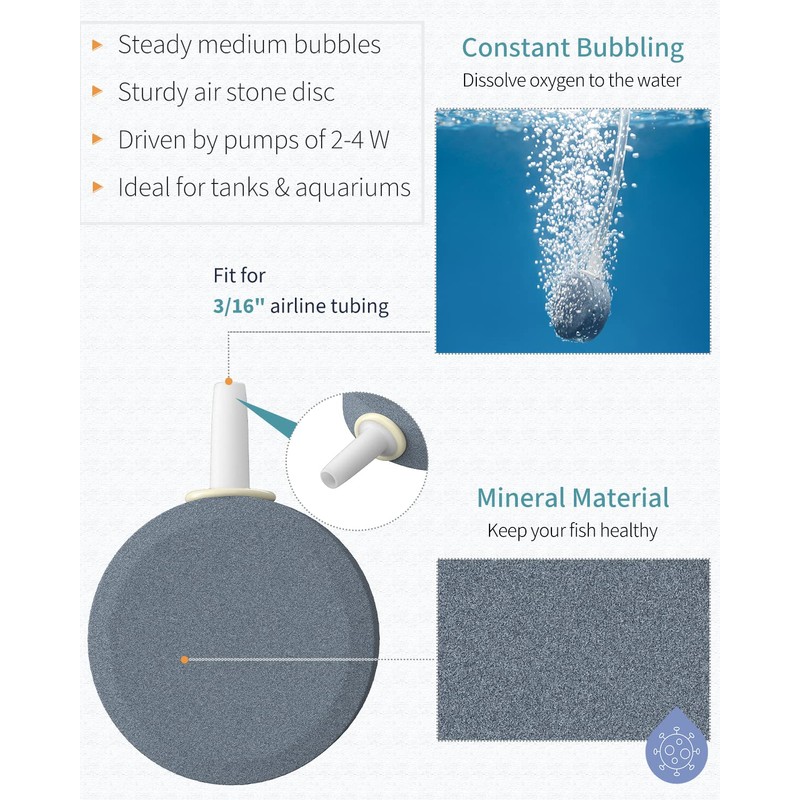 Pawfly Aquarium Air Stone Disc Bubbler 1.5 inch, Oxygen Diffuser