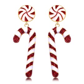 ANGLESJELL Christmas Earrings for Women Xmas JOY Earrings Happy New Year Earrings Sparkly Holiday Drop Dangle Earrings Holiday Festive Party Jewelry Gifts (Candy Cane)