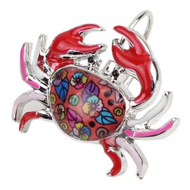 DUOWEI Unique Enamel Cute Crab Earrings French Clip Crab Earrings Jewelry Charms Gifts for Women Teens Girls (Red)