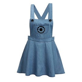 CutiePlusU Button Crotch Onesie Adult Romper Bodysuit Costume- Despicable Denim Overalls Skirt Blue 2XL