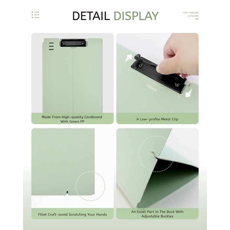 GAUENEEN Free Standing Clipboard and Desktop Stand with Adjustable Buckles